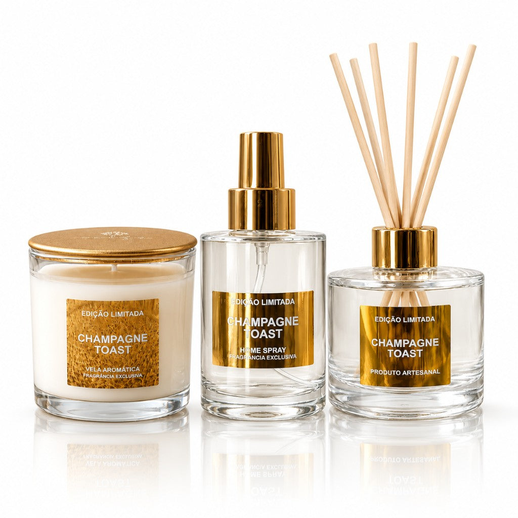 Kit Vela + Home Spray + Difusor Champagne