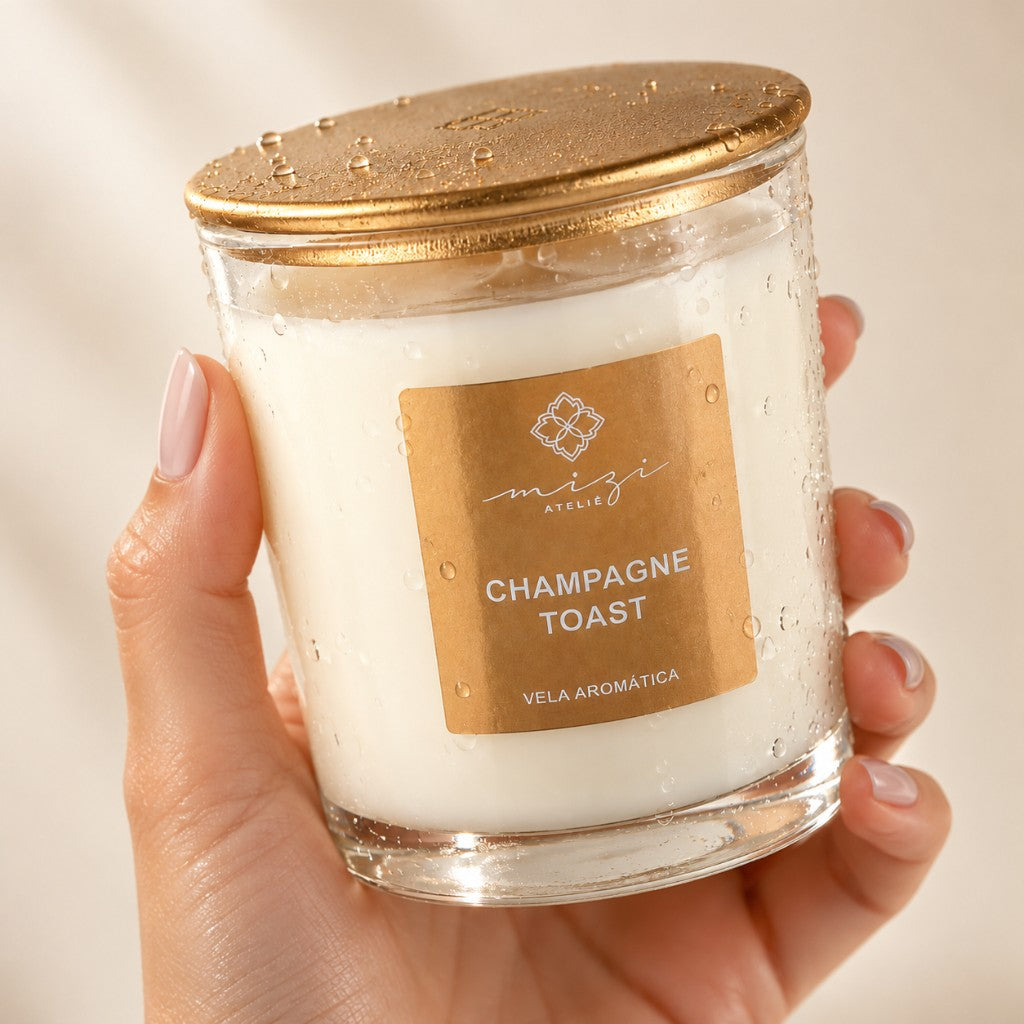 Vela Champagne Toast 200g | Mizi Ateliê