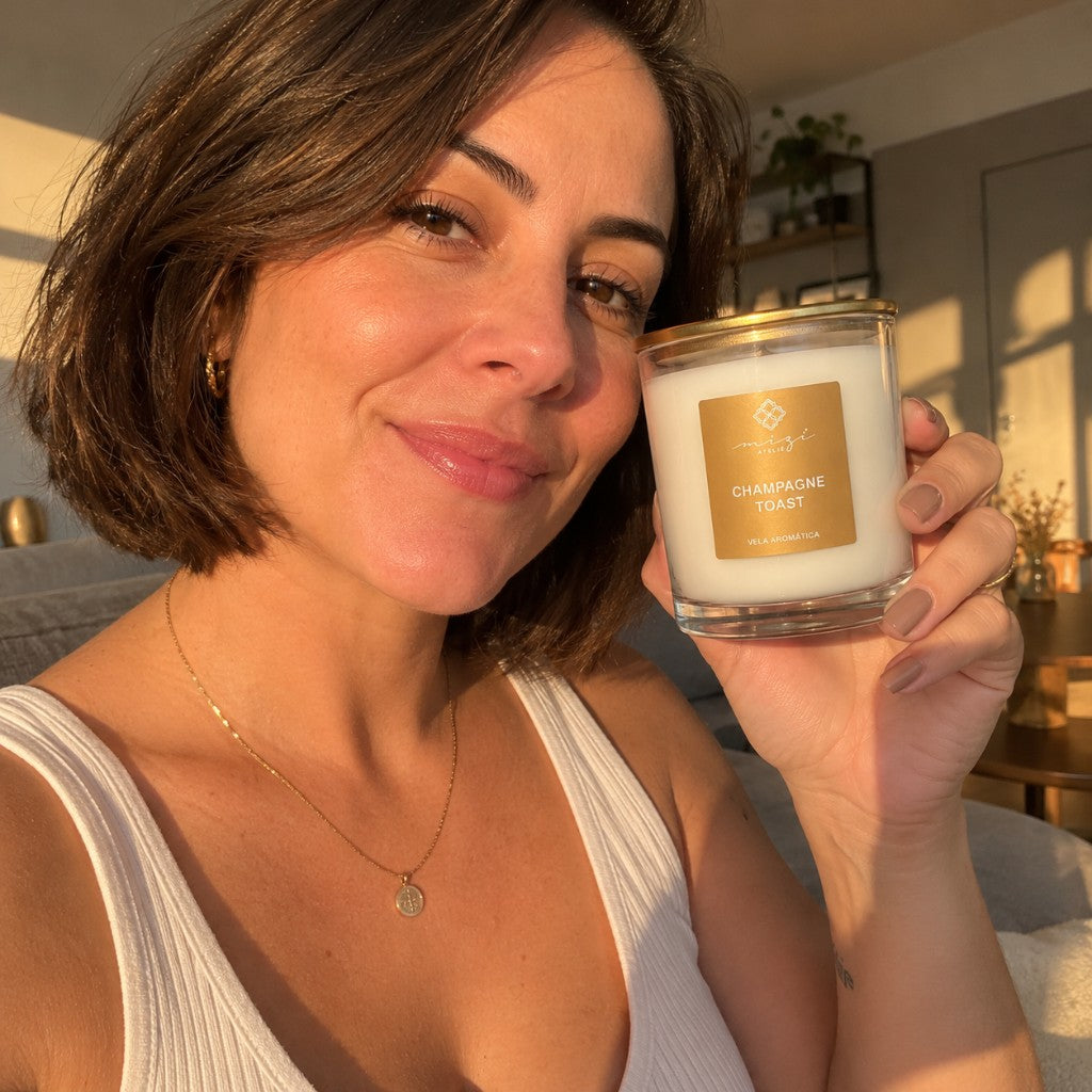 Vela Champagne Toast 200g | Mizi Ateliê